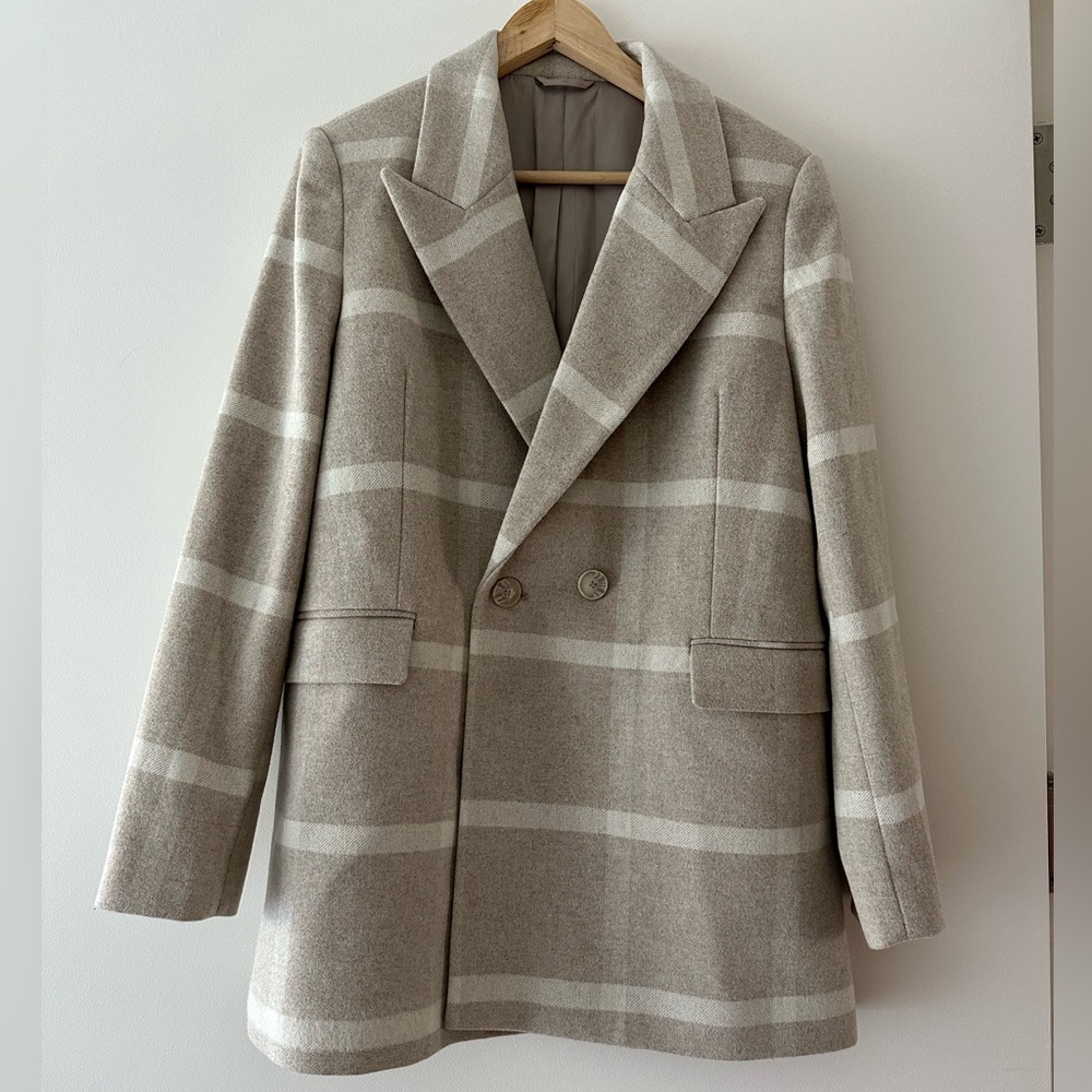 & Other Stories Wool Beige Plaid Blazer US 10/EUR 42